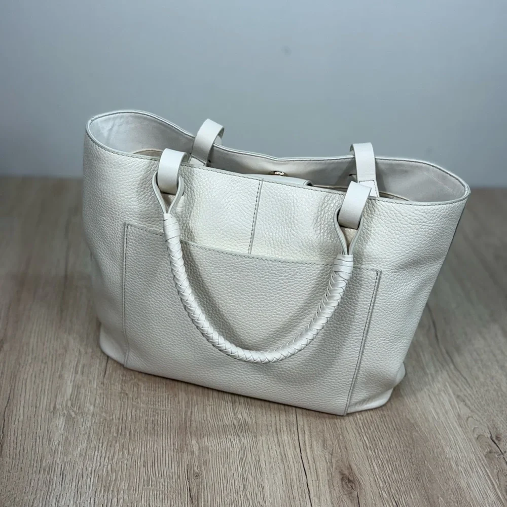 Vince Camuto Leather Creamy White Slone Tote Bag Purse